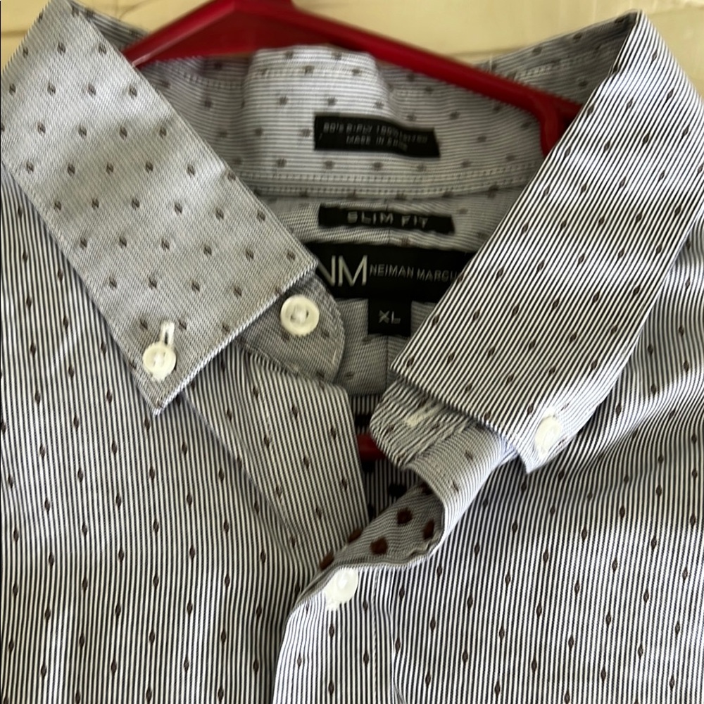 Neiman Marcus Black and White Patterned Dress Shirt